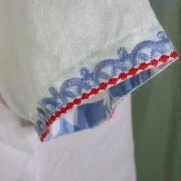 John Mark 100% Linen Floral Embroidered  Tunic Blouse Boho sz S - Picture 6 of 13